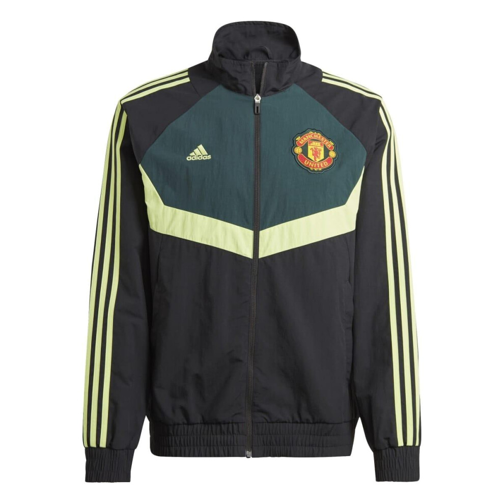 (S, Black/Green) Adidas Mens Manchester United FC Woven Track Top