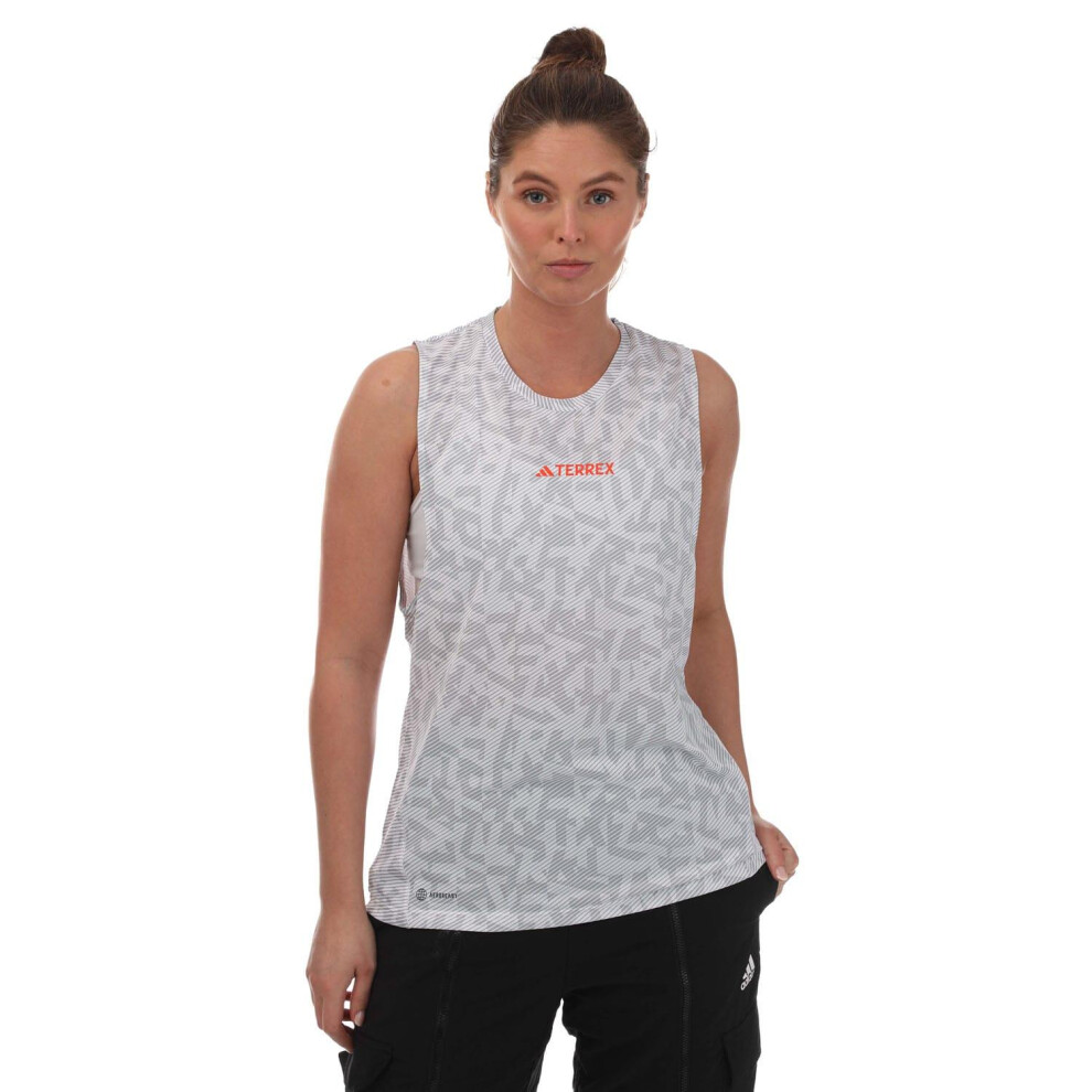 (8 UK, White/Grey) Adidas Womens/Ladies Terrex Agravic Trail Running Tank Top