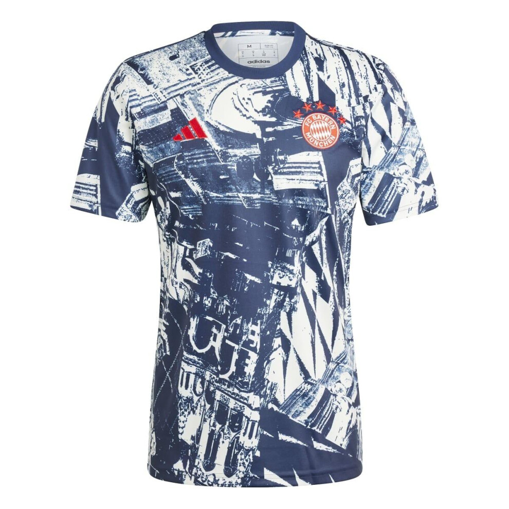 (M, Off White) Adidas Mens Pre-Match FC Bayern Munich Jersey