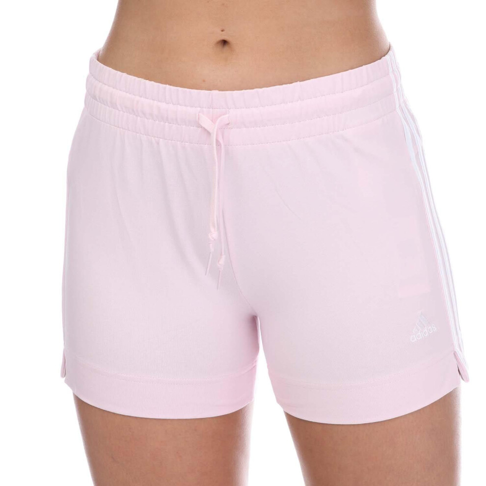 (XS, Pink/White) Adidas Womens/Ladies Essentials Contrast Striped Slim Shorts-image-OPC-PGPMQ7K-NEW