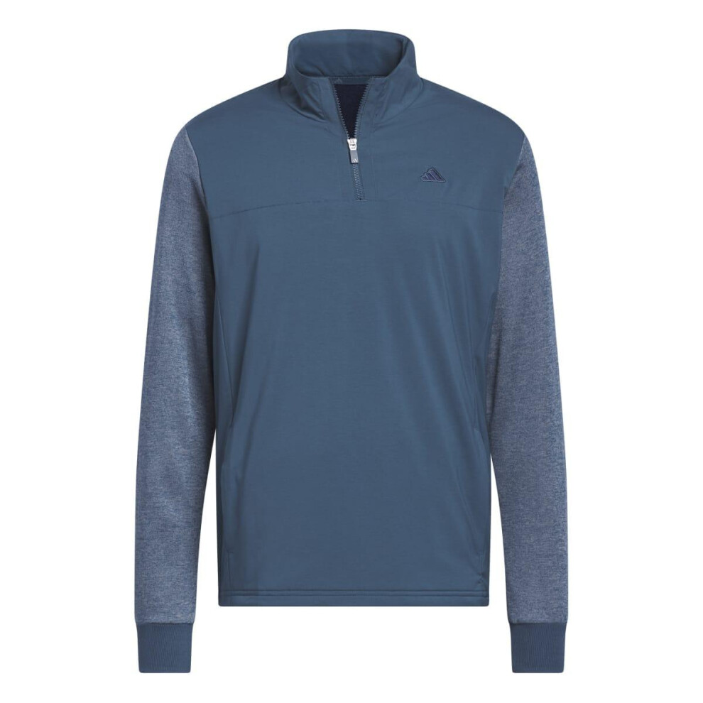 (S, Blue) Adidas Mens Go-To Quarter Zip Jacket