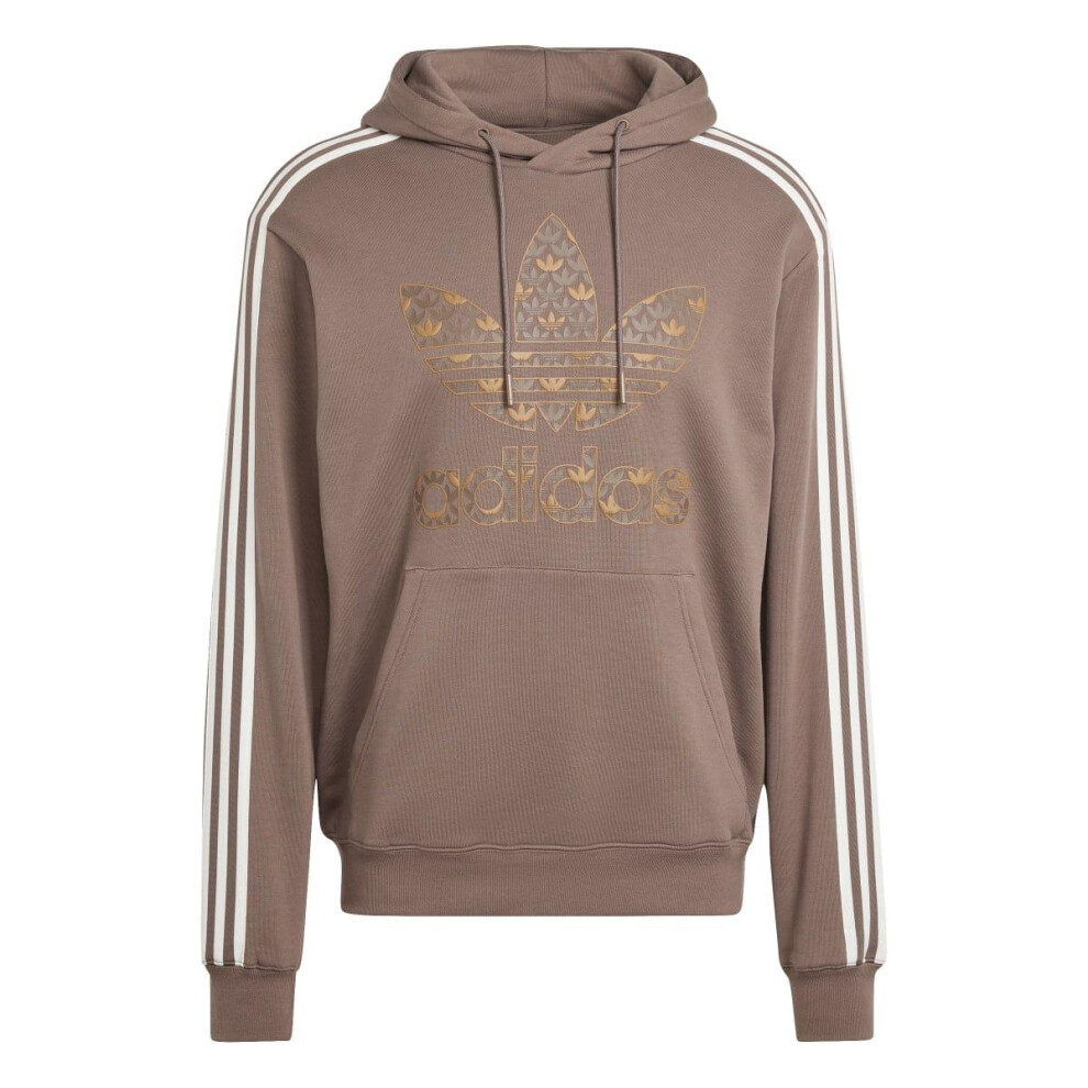 (M, Brown) Adidas Mens Classic Mono Print Hoodie