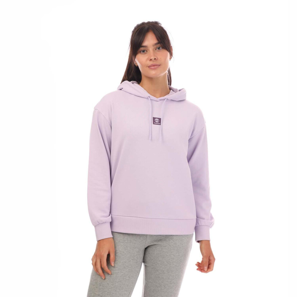 (8-10 UK, Lilac) Timberland Womens/Ladies Stacked Logo Loop Back Hoodie