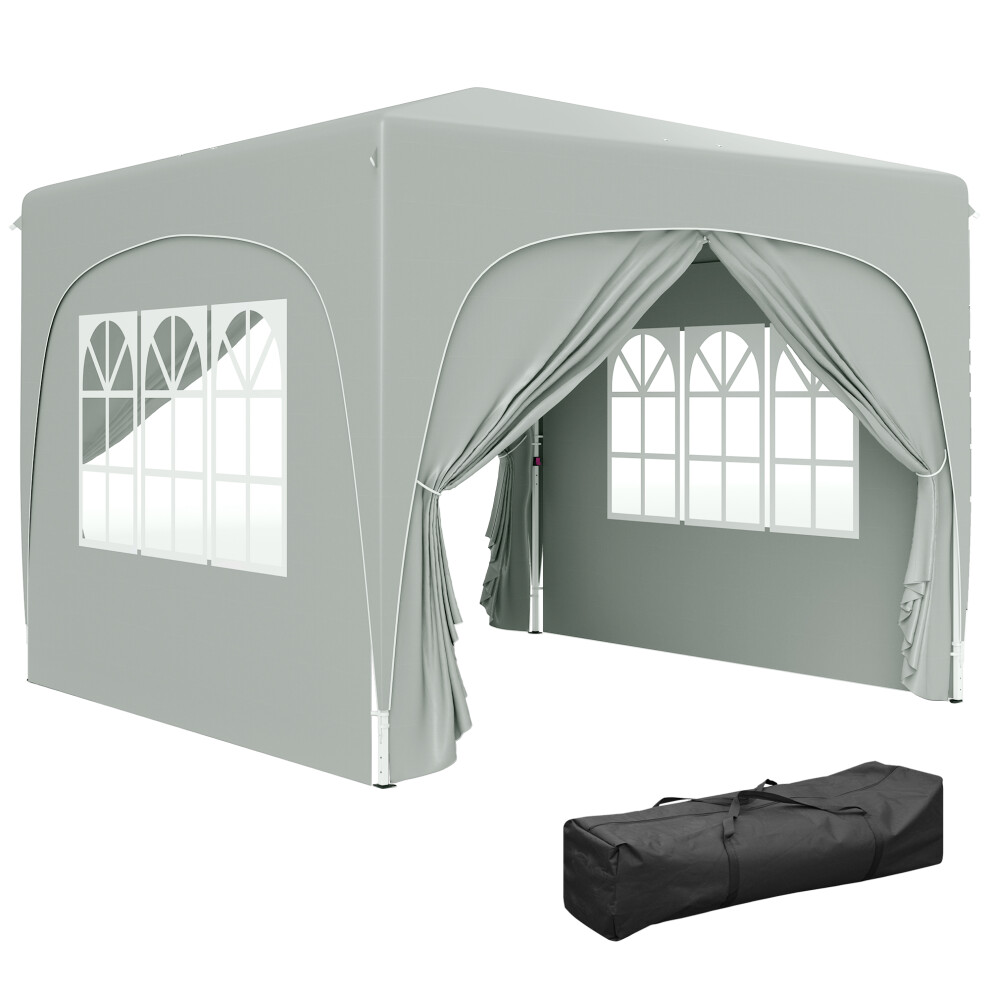 Outsunny 3 X 3(M) Upf50+ Pop Up Gazebo With Sides And Carry Bag, Light Grey