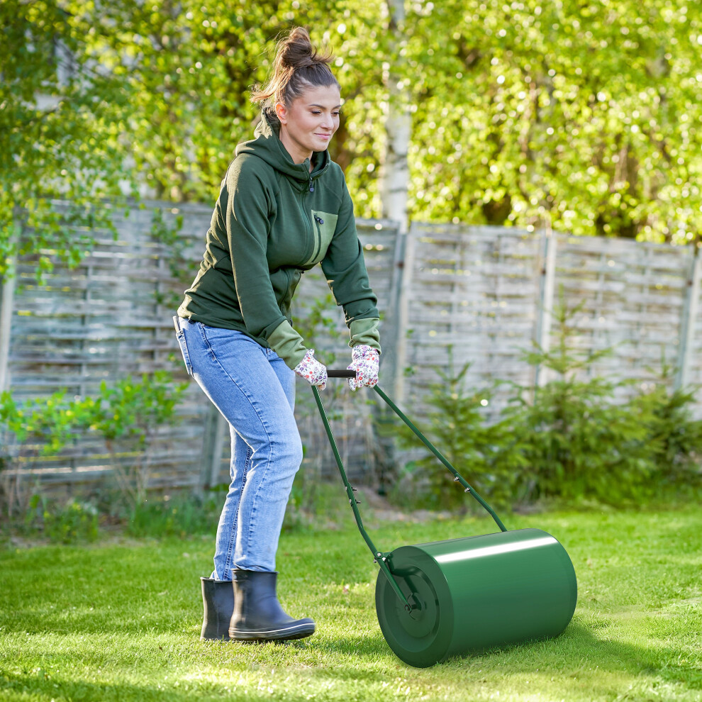 Outsunny 63 L Lawn Roller Large Heavy Duty Metal Sand or Water Filled