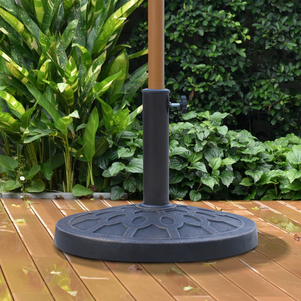 Outsunny 13Kg Garden Parasol Base Round Resin Umbrella Stand Holder Tone Bronze