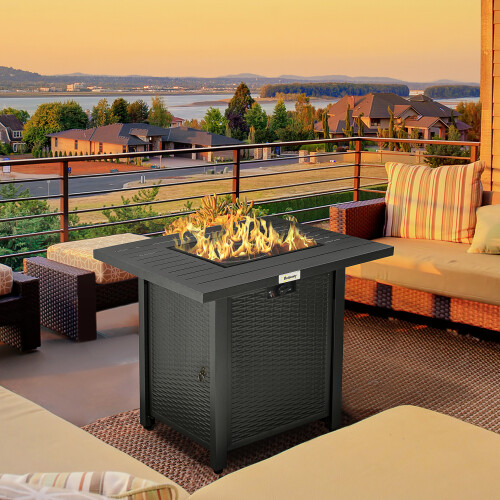 Outsunny Outsunny 40,000 BTU Gas Firepit Table with Protective Cover, Spark Guard