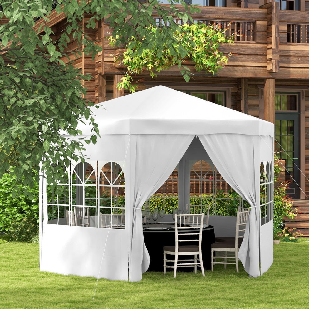 Outsunny 3.9M Outdoor Gazebo Canopy Party Tent With 6 Removable Side Walls