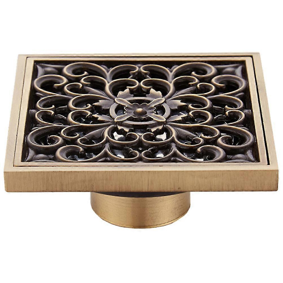 (As Show, One Size) European Brass Floor Drain Antique Floor Drain Square Brass Shower Drain 6974185863498