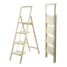 Heavy Duty 4 Step Folding Ladder with Handrail White