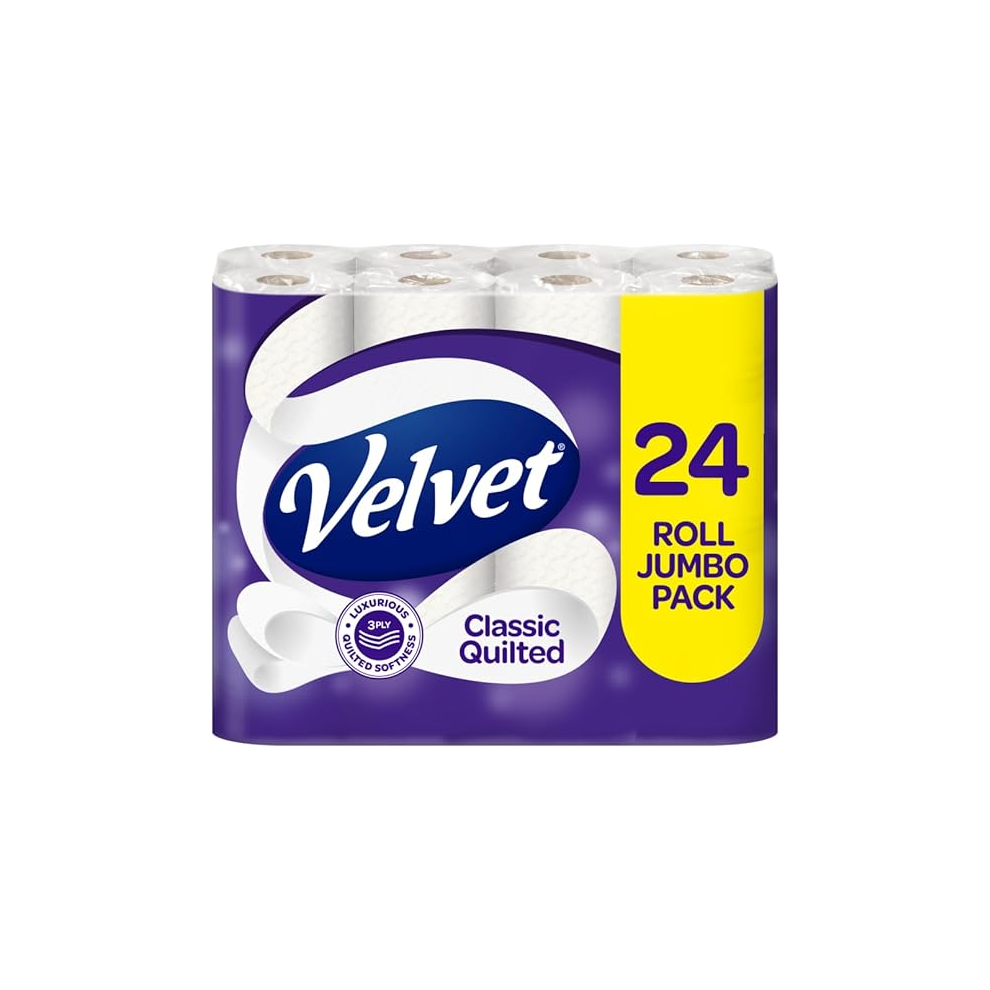 Velvet Classic Quilted Toilet Tissue 24 Rolls - Luxuriously Sof