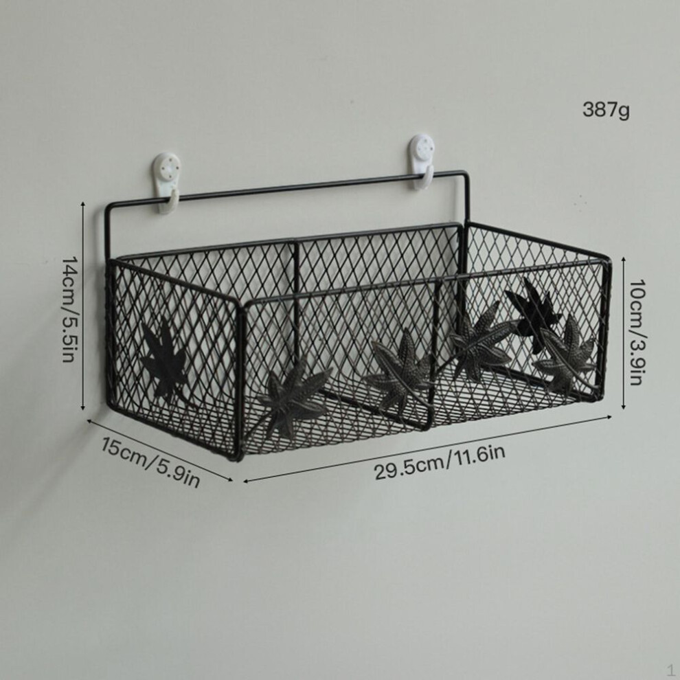 (black) Hanging Kitchen Basket Storage Bin Decoration Wall Mounted Shelf Iron Wire Bathroom