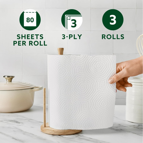 by Amazon Classic Kitchen Roll, 3-ply, Strong and Absorben
