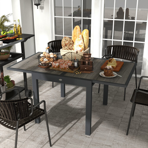 Outsunny Outsunny Extendable Outdoor Dining Table Aluminium Rectangle Patio Table Grey