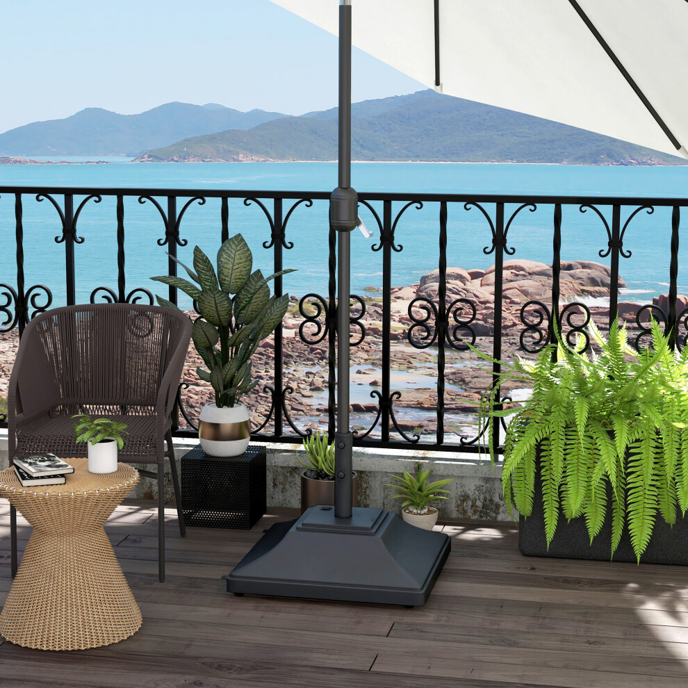 Outsunny 60Kg Square Parasol Base With Wheels Fillable Plastic Umbrella Stand