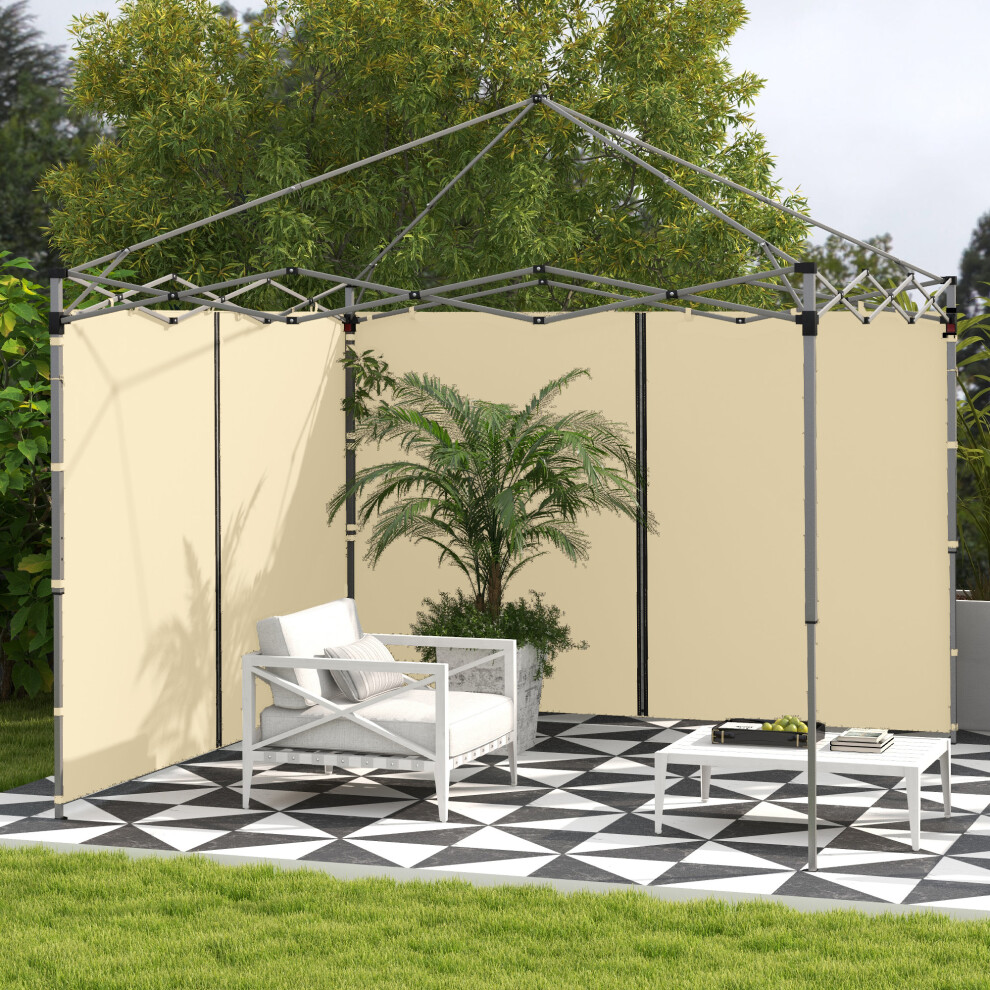 Outsunny 3x3(m) or 3x6m Pop Up Gazebo Side Panels, with Zipped Doors, Beige