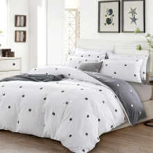 (Super King: 260X220 cm, Grey White Dotted) Printed Duvet Quilt Cover Set Reversible 3PC Bedding Set with Pillowcases