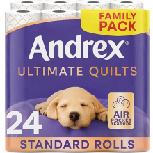 Andrex Ultimate Quilts Toilet Paper 24 Rolls, Air Pocket Technolog