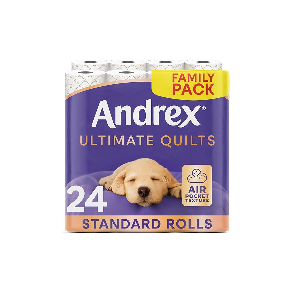 Andrex Ultimate Quilts Toilet Paper 24 Rolls, Air Pocket Technolog