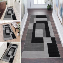 (60cm x 220cm (2ft x 7ft 3")- Runner Rug Carpet Mat) Modern Rugs Carpets Soft Milo Black & Grey Rug