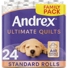 Andrex Ultimate Quilts Toilet Tissue 24 Rolls, Air Pocket Techno