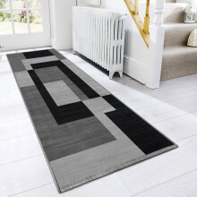 (80cm x 150cm (2ft 6" x 5ft)- Large Runner Rug Carpet/Large Floor Mat) Modern Rugs Carpets Soft Milo Black & Grey Rug