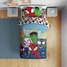 Sunny Side Up Marvel Spidey & His Amazing Friends Toddler Comforter Set - 4 Piece Preschool Bedding Includes Comforter  Sheets & Pillow Cover - Super