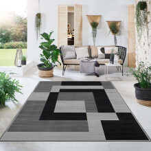 (160cm x 230cm (5ft 3" x 7ft 6")- Large Rugs Printed Carpet Indoor Outdoor Rug) Modern Rugs Carpets Soft Milo Black & Grey Rug