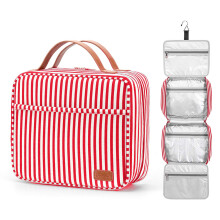 Bosidu Hanging Travel Toitrage Sac grande capacite Organisateur de toilette de voyage cosmetique pour femmes avec 4 compartiments et 1 crochet ro