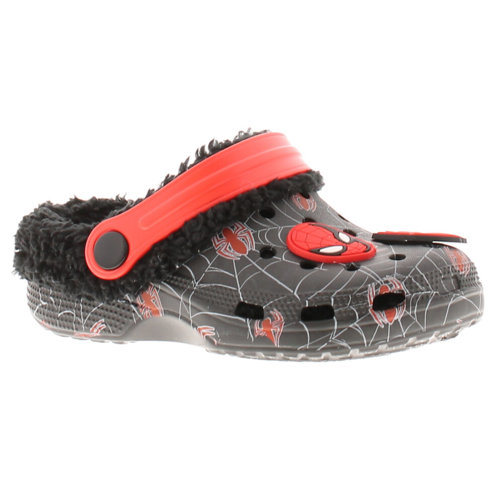 (Black, 12 (Children's)) Spiderman Younger Boys Sandals Borg Lined Clogs York black UK Size