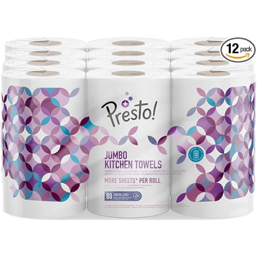 Presto Amazon Brand - Presto! Jumbo Kitchen Roll, 3-ply, Str