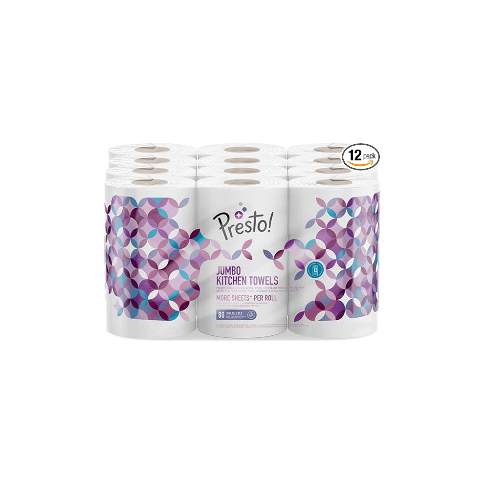 Presto Amazon Brand - Presto! Jumbo Kitchen Roll, 3-Ply, Str