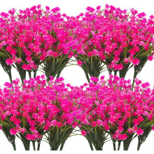 (Pink) Artificial Flowers, 20 Bundles Outdoor Fake Flowers for Decoration UV Resistant Faux Plastic Plants Garden Porch Window Box Décor