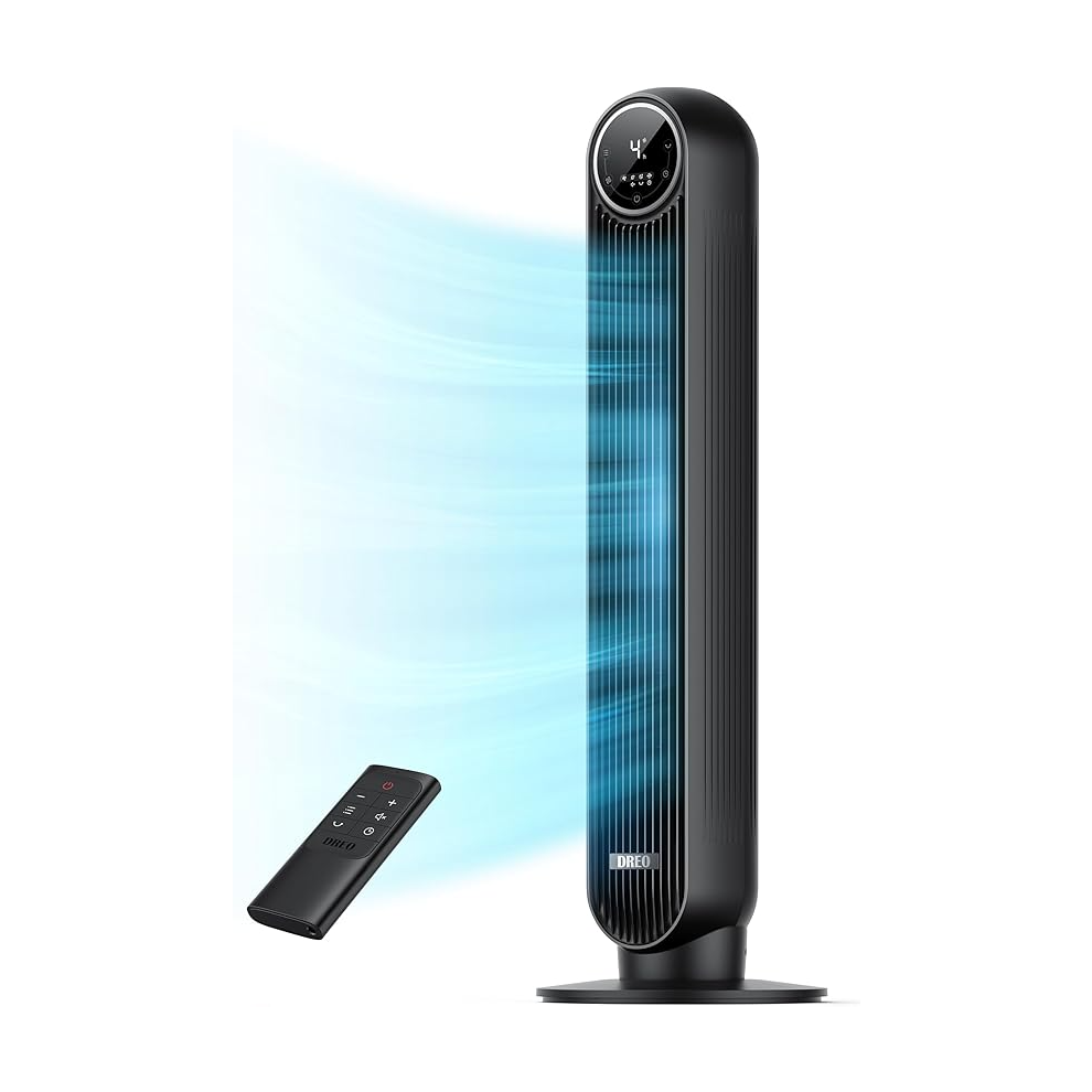 Dreo Silent Tower Fan, 25Ft/S Velocity Electric Cooling Fan With Remote