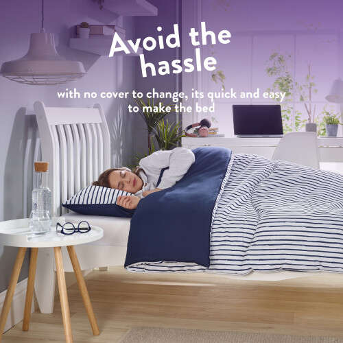 Slumberdown (Navy Printed Stripe, Single) Back to Uni Duvet & Pillow Bundle 2