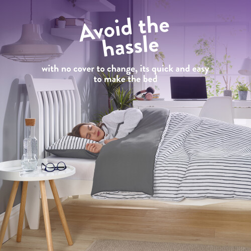 Slumberdown (Grey Printed Stripe, Single) Back to Uni Duvet & Pillow Bundle 2