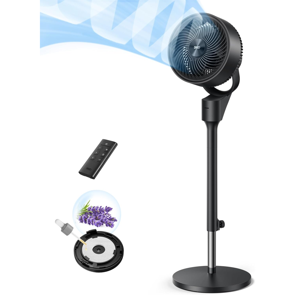Dreo 80ft Electric Standing Fan for Bedroom, 25dB Silent Pedestal Fan