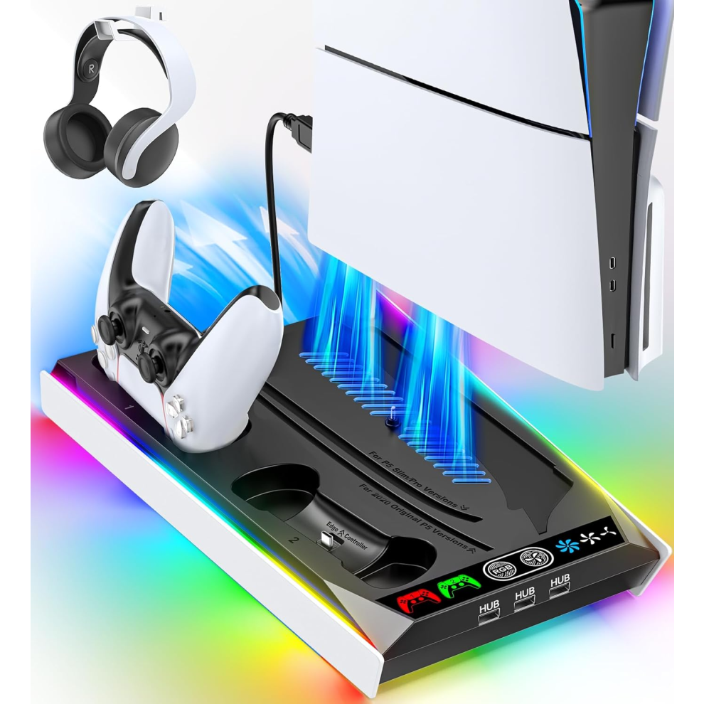 PS5/ PS5 Pro/ PS5 slim Stand for Disc & Digital Console, PS5 Cooling & Charging