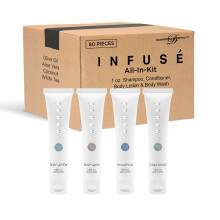 Infuse Pure White Tea and Coconut Hotel szappanok s piperecikkek tmeges kszlet | 1-Shoppe All-In-Kit szllodknak | 1 oz sampon s balzsam testpo