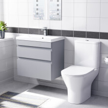 Nes Home Matte Grey 600mm Drawers Vanity Unit Wall Hung & Rimless Toilet Set