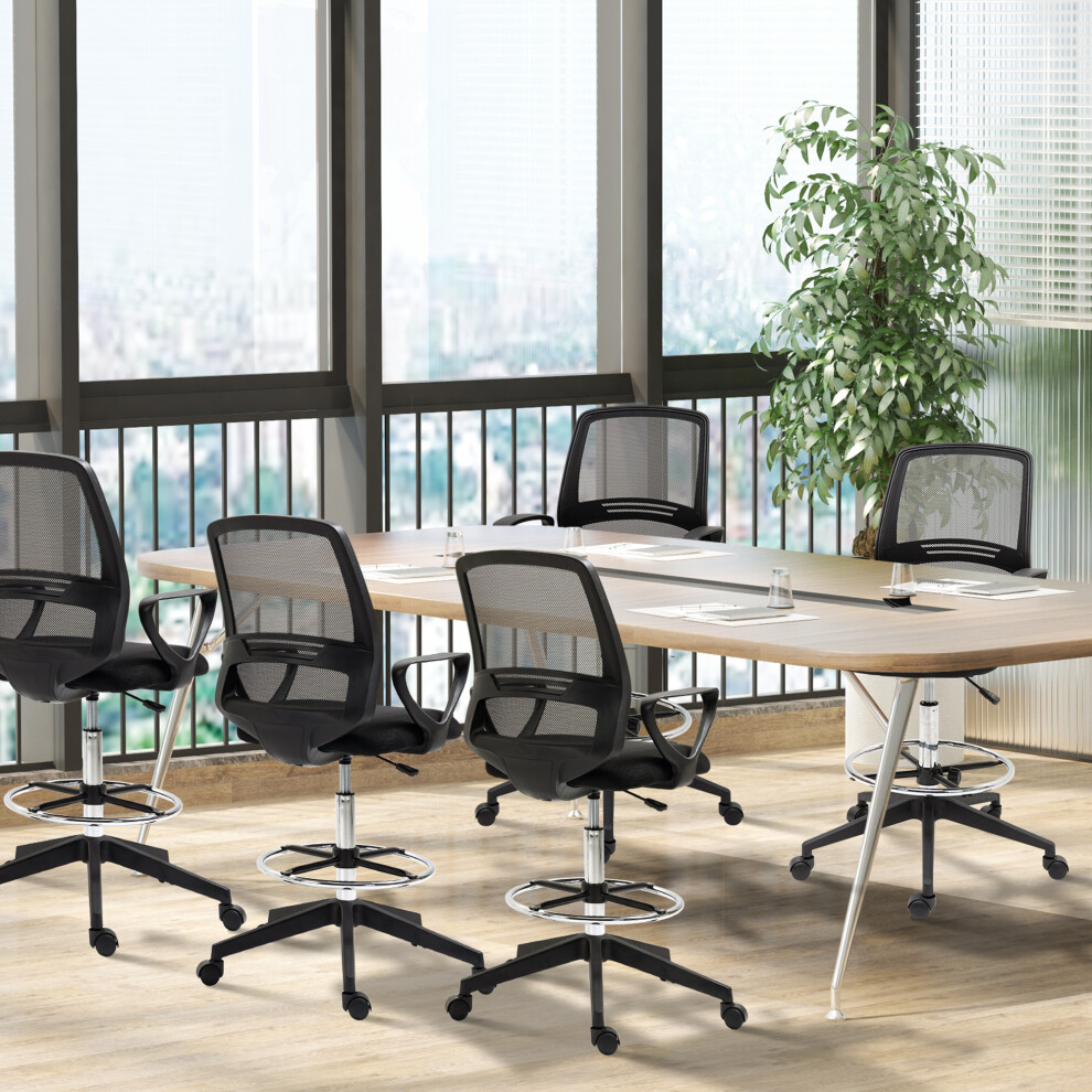 Vinsetto Draughtsman Chairs Tall Office Chair with Adjustable Height Set of 5