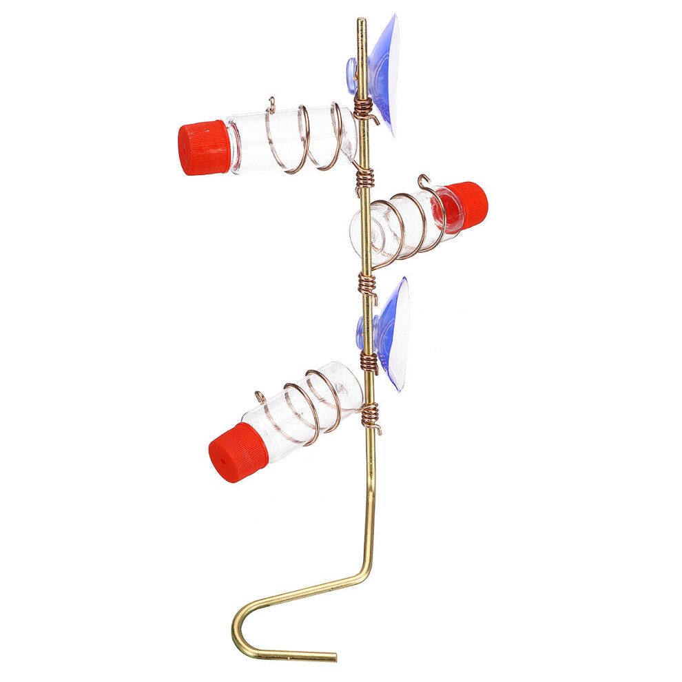 (Copper wire + 3 bottles + suction cup) Sucker Transparent Bird Feeder Durable Easy to Clean Bird Feeding Station