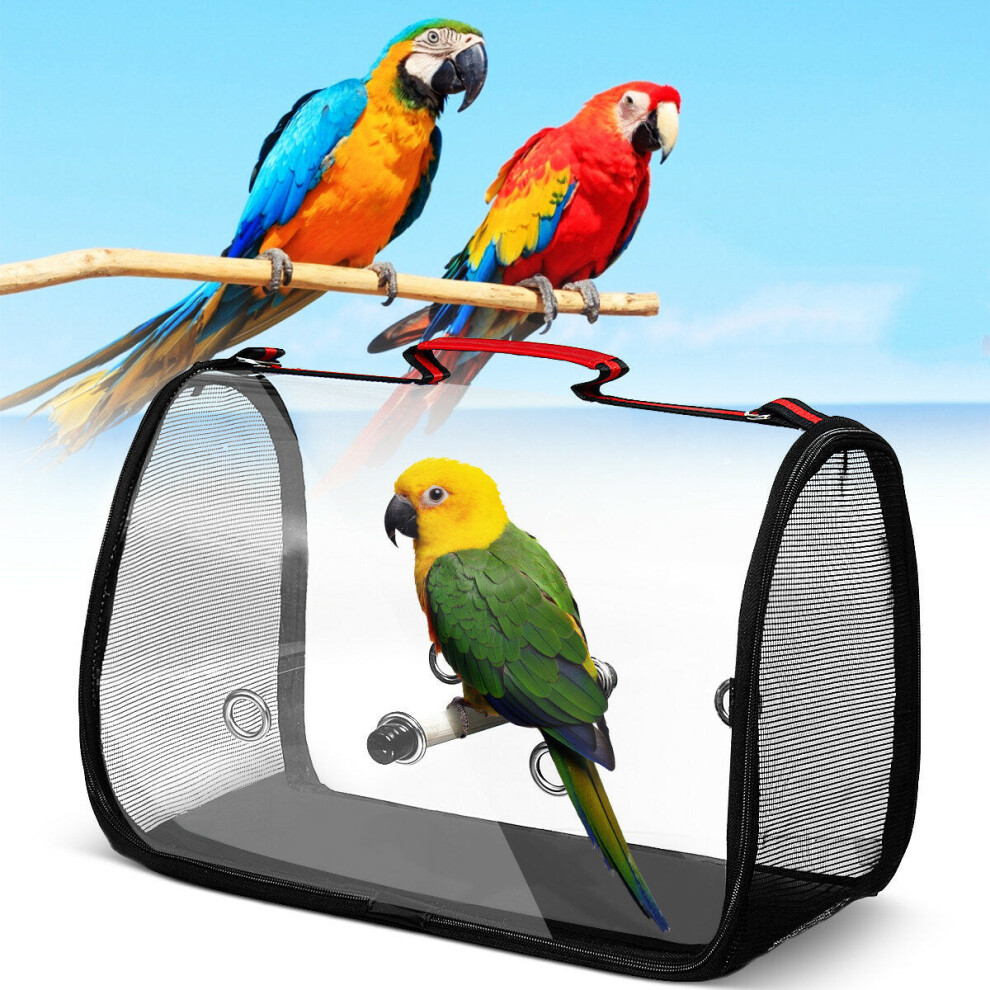 Travel Pet Bag Transparent Pet Parrot Backpack Carrier Bird Cage Wooden Stands House