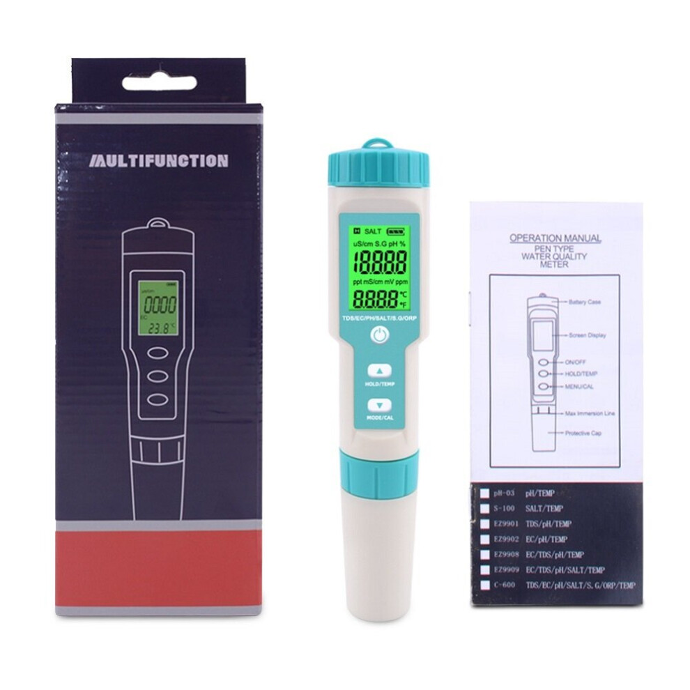 7 in 1 PH/TDS/EC/ORP/Salinity /S.G/Temperature Meter Water Quality Tester for Drinking Water Aquariums PH Meter