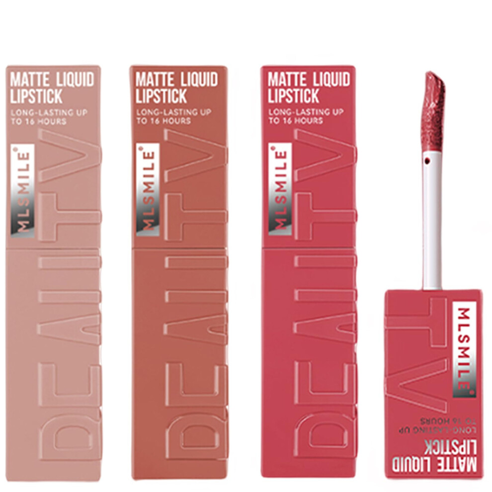 KTouler 3 Colors Matte Liquid Lipstick Set  Velvet Smooth Nude Lip Gloss  Waterproof Moisturizing Long Lasting Highly Pigmented Matte Lip Stain with G-image-OPC-PFNHBHZ-NEW