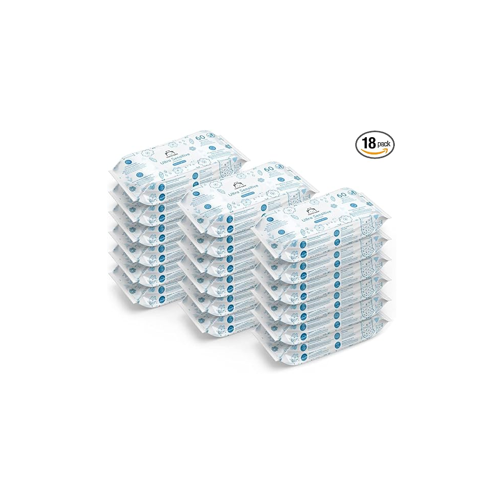 Amazon Brand - Ultra Sensitive Baby Wipes, Unscent Not,Specified Mama Bear
