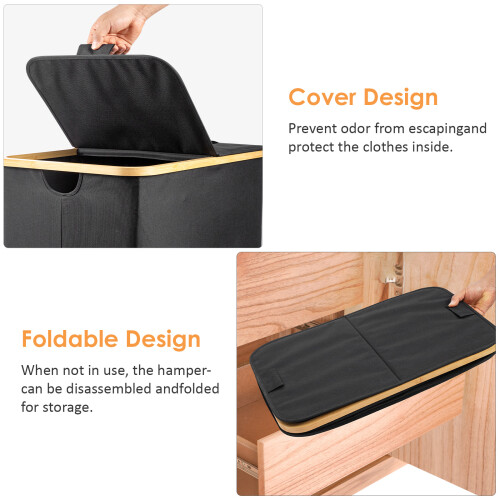 140L Lid Laundry Basket  with 2 Removable Laundry Bags 2