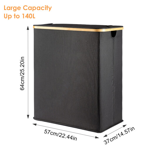 140L Lid Laundry Basket  with 2 Removable Laundry Bags 1
