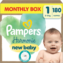 Pampers Harmonie Nappies Size 1, 180 Nappies, 2kg-5k