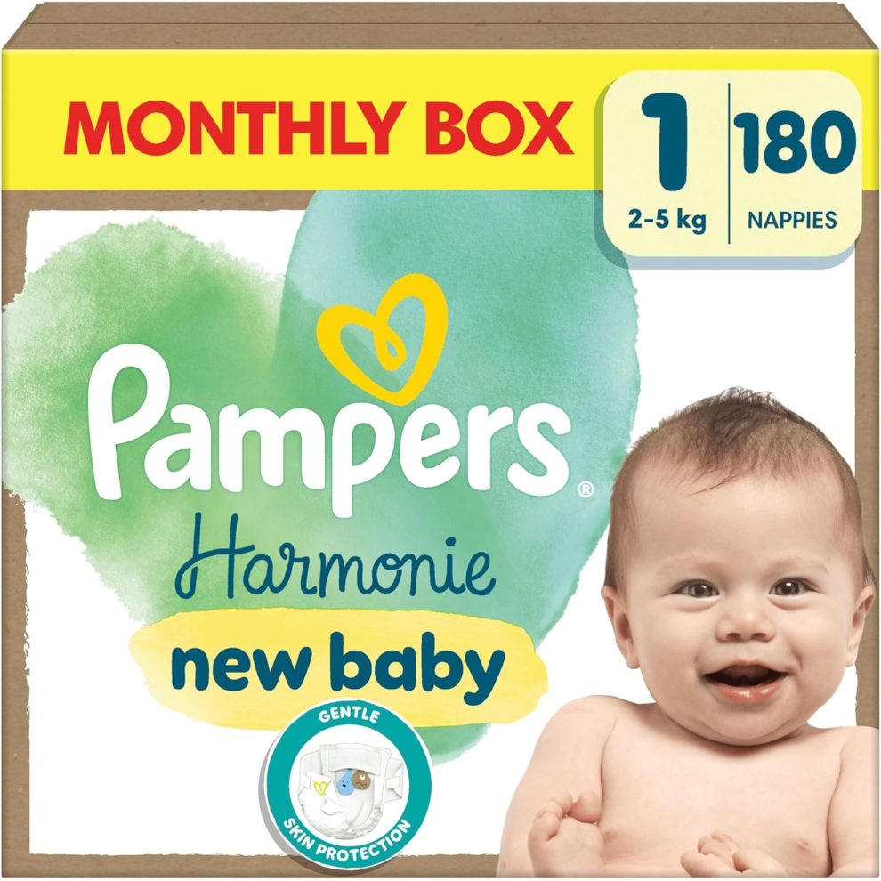 Pampers Harmonie Nappies Size 1, 180 Nappies, 2Kg-5K Not,Specified